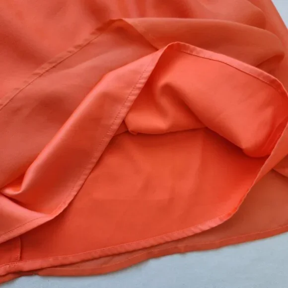 New Bebe Off Shoulder Silk Chiffon Dress Coral Orange Summer Party Taylor Swift - Picture 4 of 10